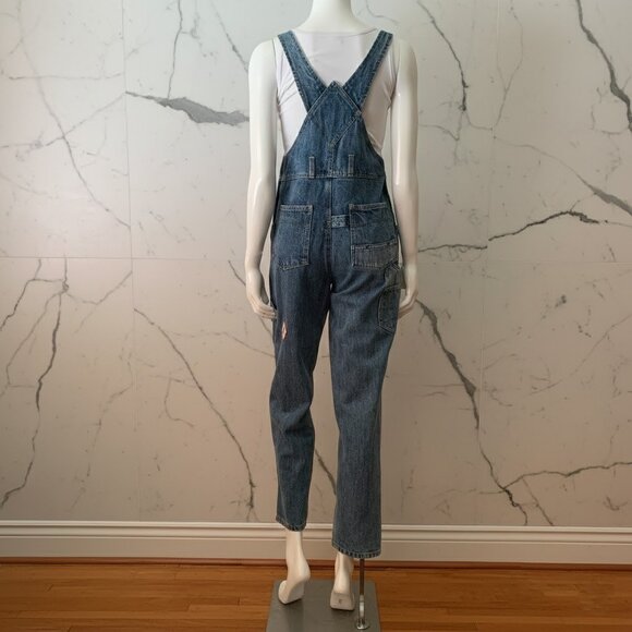 Denim Vintage Mr. Jump Women’s Overall Straight Leg Side Buttons Jeans Jumpsuit - Picture 8 of 9